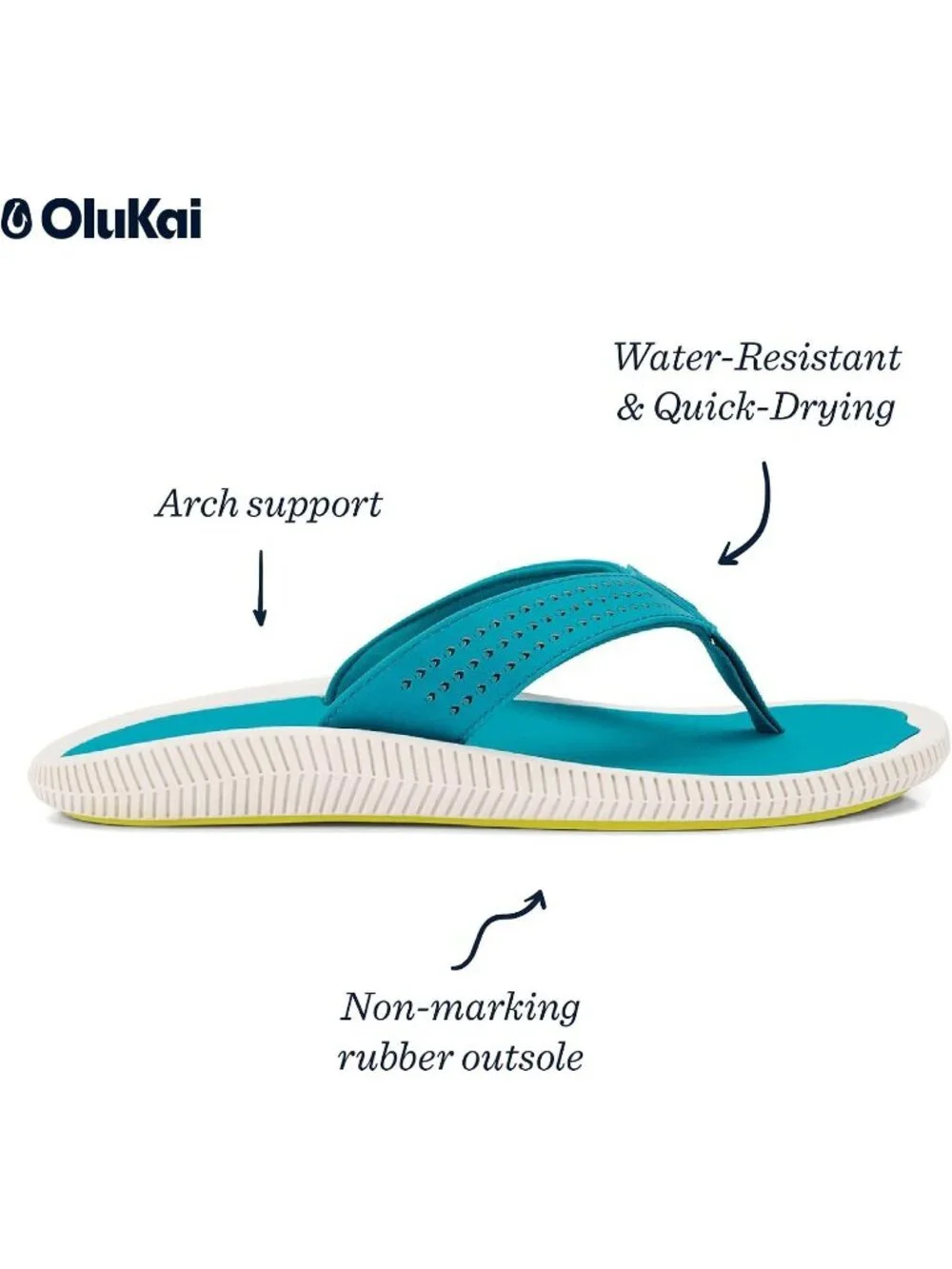 Men's Tropic Blue Resistant Flip Flops Arch Support Comfort Beach Sandal Shoes